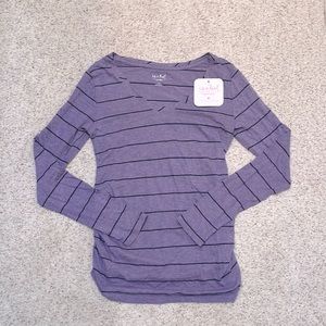 XS maternity long sleeve shirt NWT by Ingrid & Isabel. Purple with black stripe.
